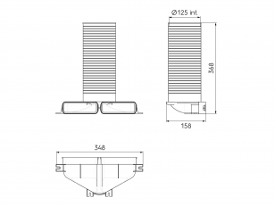 AE45sc difuzoriaus dėžutė 90° 125mm (188561)