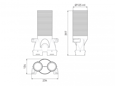 AE34c plastikinė difuzoriaus dėžutė, 180° DN125 - 2 x DN75 Air Excellent (188399) 1