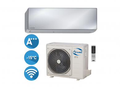 Airwell HARMONIA Mirror HDMB-025N-09M22-MR/YDAB-025H-09M22 efektyvus šildymas iki -15°C