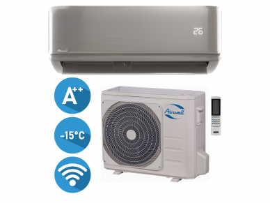 Airwell HARMONIA Grey HDMB-035N-09M22-GY/YDAB-035H-09M22 efektyvus šildymas iki -15°C