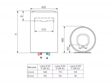 Ariston LYDOS R 50 V 1.8kW 49L elektrinis vandens šildytuvas 5