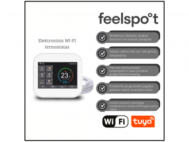 Elektroninis WI-FI termostatas (termoreguliatorius) Feelspot WTH07.36 white, Tuya