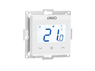 ENGO E55W230WIFI potinkinis programuojamas internetu valdomas termostatas, tinkamas 55x55 jungiklio rėmui, 230V, baltas