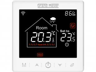 Grand Meyer® SN10 Programuojamas termostatas su WIFI, laidinis, savaitinis, potinkinis, 230V, 16A