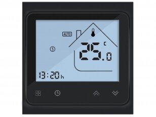 Grindinio šildymo termostatas su WIFI E500i, programuojamas, juodas