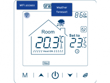 Grand Meyer® SN10 Programuojamas termostatas su WIFI, laidinis, savaitinis, potinkinis, 230V, 16A 4