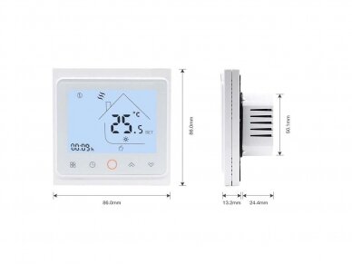 Grindinio šildymo termostatas su WIFI E500i, programuojamas, baltas 2