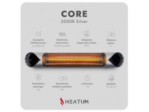 Infraraudonųjų spindulių šildytuvas Heatum CORE H2000R Silver