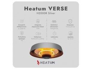 Infraraudonųjų spindulių šildytuvas Heatum VERSE H2000R Silver