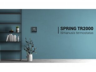 Išmanus termostatas su WiFi SPRING TR2000-1WB laidinis, elektriniam grindiniam šildymui, juodas, 16A