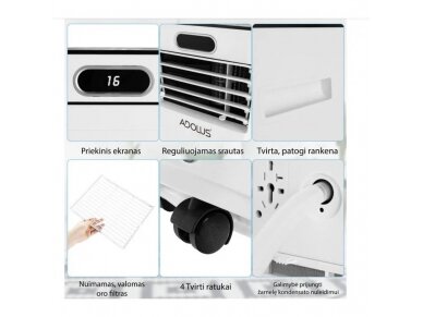 Mobilus oro kondicionierius ADOLUS ARCTIC A2600H su šildymu ir lango tarpine 18