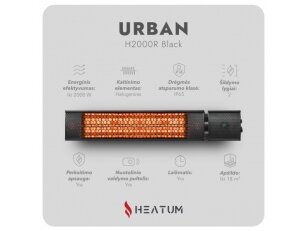 Pastatomas Infraraudonųjų spindulių šildytuvas Heatum H2000R URBAN Black su trikoju stovu