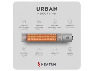 Pastatomas Infraraudonųjų spindulių šildytuvas Heatum H2000R URBAN SILVER su trikoju stovu