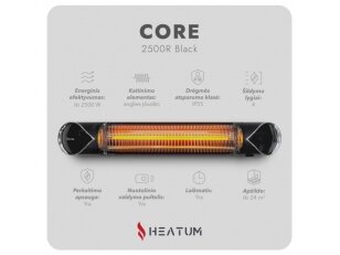 Pastatomas Infraraudonųjų spindulių šildytuvas Heatum H2500R CORE BLACK su trikoju stovu