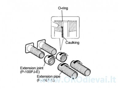 Prailginimo vamzdis P-100P Mitsubishi Electric mini rekuperatoriams VL-100U5-E arba VL-100EU5-E 1