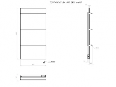 Teploceramic šildytuvas-rankšluoščių džiovintuvas TCMT RA500 (500W, 60x1200, balta keramika) 5